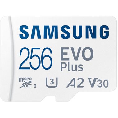 Samsung, Samsung Speicherkarte "EVO Plus (2024) inkl. SD-Adapter" (256 GB Video Speed Class 30 (V30)/UHS Speed Class 3 (U3) 160 MB/s Lesegeschwindigkeit)
