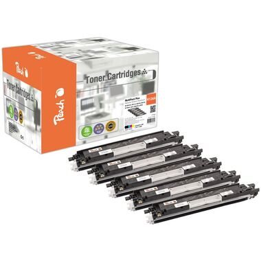 Peach, Peach HP 126 A 5 Toner (2*bk, c/m/y) ersetzt HP No. 126A, CE310A*2, CE311A, CE312A, CE313A für z.B. HP TopShot LaserJet Pro M 275 nw