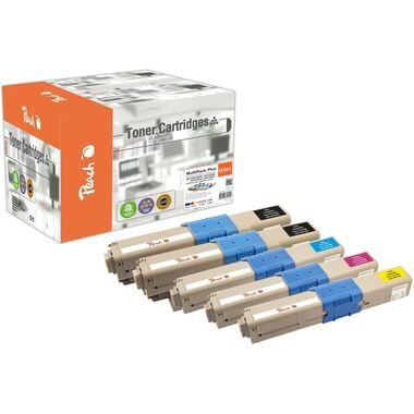 Peach, Peach O4496/47/97 5 Toner (2*bk, c/m/y) ersetzt OKI 44973533-6 für z.B. OKI C 301 DN, OKI C 321 DN, OKI MC 332 DN, OKI MC 340, OKI MC 342 DN