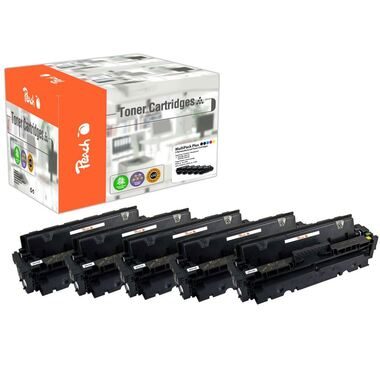 Peach, Peach HP 410 A 5 Toner (2*bk, c/m/y) ersetzt HP No. 410A, CF410A*2, CF411A, CF412A, CF413A für z.B. HP Color LaserJet Pro MFP M 477 fnw