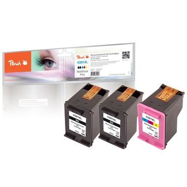 Peach, Peach HP 301 XL 3 Druckköpfe XL (2*bk, col) ersetzt HP No. 301XL, CH563EE, CH564EE für z.B. HP Envy 5530, HP DeskJet 1000, HP DeskJet 1010