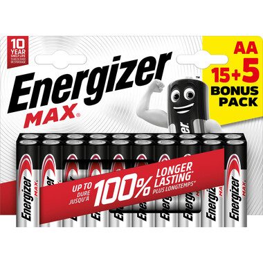 Energizer, ENERGIZER Batterie Max E301534900 AA/LR06 15 + 5 Stk.