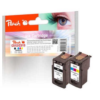 Peach, Peach C512 BK 2 Druckköpfe XL (bk, col) ersetzt Canon PG-512BK, CL-513C, 2969B001, 2971B001 für z.B. Canon Pixma MP 230, Canon Pixma MP 280