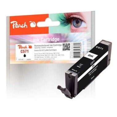 Peach, Peach C571 BK Druckerpatrone bkph ersetzt Canon CLI-571BK, 0385C001 für z.B. Canon Pixma MG 5750, Canon Pixma MG 7750, Canon Pixma TS 8050