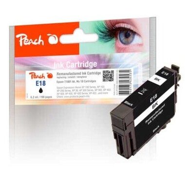 Peach, Peach E18 bk Druckerpatrone bk ersetzt Epson No. 18 bk, C13T18014010 für z.B. Epson Expression Home XP -100, Epson Expression Home XP -102