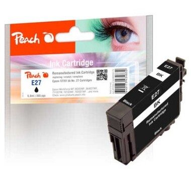 Peach, Peach E27 Druckerpatrone bk ersetzt Epson T2701, No. 27 bk, C13T27014010 für z.B. Epson WorkForce WF -3600, Epson WorkForce WF -3620 DWF