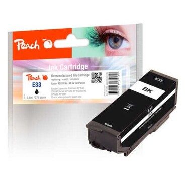 Peach, Peach E33 Druckerpatrone bk ersetzt Epson T3331, No. 33 bk, C13T33314010 für z.B. Epson Expression Premium XP -530, Epson Expression Premium XP -630