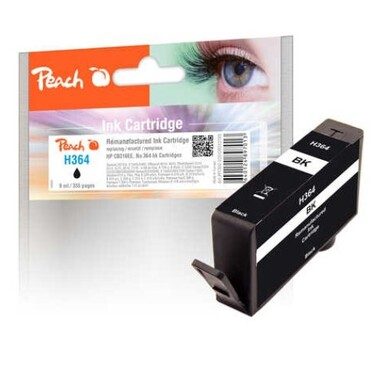 Peach, Peach HP 364 bk Druckerpatrone bk ersetzt HP No. 364 bk, CB316EE für z.B. HP PhotoSmart eStation C 510, HP DeskJet 3070, HP PhotoSmart 7520 e All-in-One