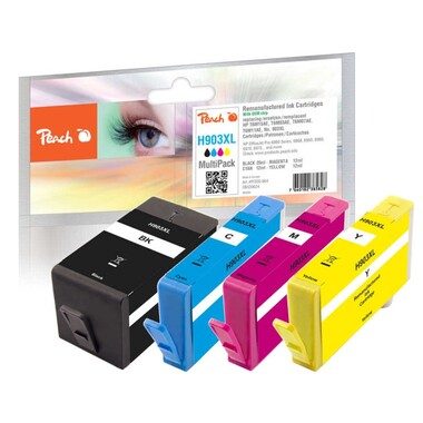 Peach, Peach HP 903 XL 4 Druckerpatronen XL (bk, c/m/y) ersetzt HP No. 903XL, T6M15AE, T6M03AE, T6M07AE, T6M11AE für z.B. HP OfficeJet Pro 6970
