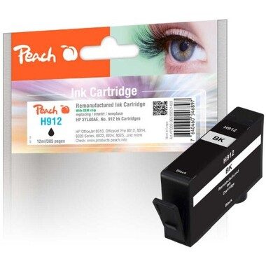 Peach, Peach HP 912 BK Druckerpatrone bk ersetzt HP No. 912 BK, 3YL80AE für z.B. HP OfficeJet Pro 8024, HP OfficeJet Pro 8022, HP OfficeJet 8010