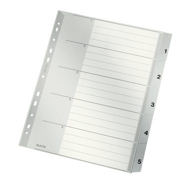 Leitz, LEITZ Register PP grau A4 12830085 Zahlen 1-5