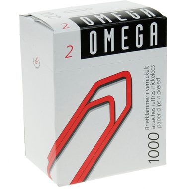 OMEGA, OMEGA B&uuml;roklammern Gr.2 2/1000 vernickelt, 24mm 1000 St&uuml;ck