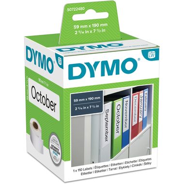 DYMO, Dymo - Rollenetiketten, 190 mm x 59 mm, permanent, Weiss, One Size