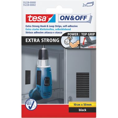 tesa, TESA Klettstreifen On&Off 5x10cm 552280000 schwarz 2 St&uuml;ck
