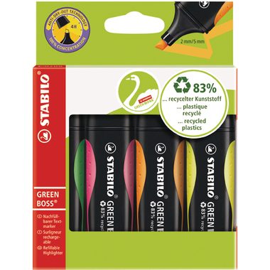 STABILO, STABILO Textmarker GREEN BOSS 2-5mm 6070/4 4-farbig ass.