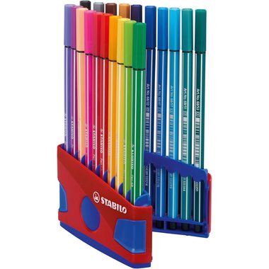 STABILO, STABILO Fasermaler Pen 68 6820-04 20er Color Box rot/blau