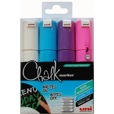 uni-ball, UNI-BALL Chalk Marker 8mm PWE8M.4C.2 4 Farben, Etui