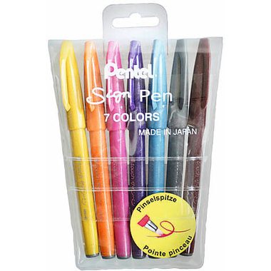 Pentel, PENTEL Brush Sign Pen SES15C-7 7 Farben, Etui