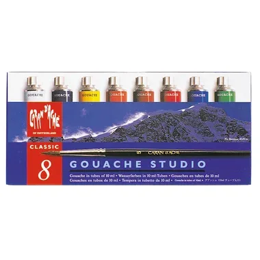 Caran d'Ache, CARAN D'ACHE Deckfarbe Gouache 2001.408 8 Farben Pinsel