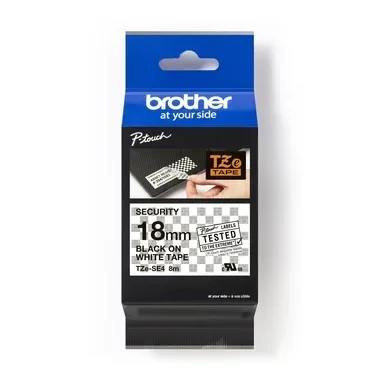 PTOUCH, PTOUCH Sicherheitsband schwarz/weiss TZe-SE4 zu PT-200,300,500 18mm