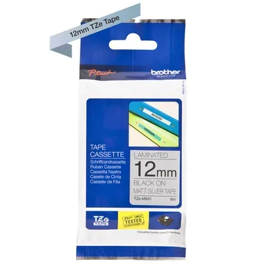PTOUCH, PTOUCH Flexit.lam.schwarz/matt-silber TZe-M931 zu PT-550 12 mm