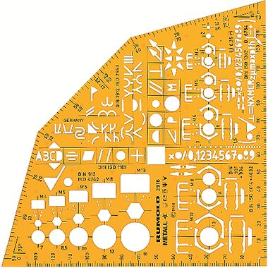 RUMOLD, RUMOLD Ausbildungsschablone 2916 155x155x1,2mm orange/transp.