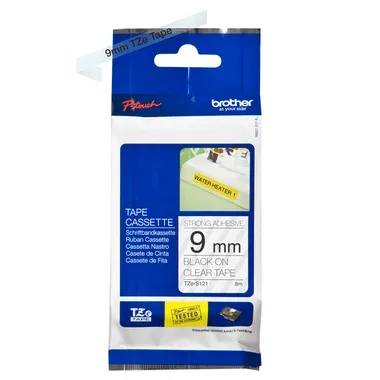 PTOUCH, PTOUCH Band, strong/adh. schwarz/klar TZe-S121 PT-300 9 mm