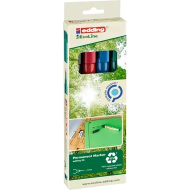 edding, edding EcoLine 25 Permanentmarker Fein 1 mm Mehrfarbig 4 Stück