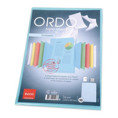 Elco, ELCO Sichth&uuml;lle Ordo transparent A4 73696.34 blau 10 St&uuml;ck