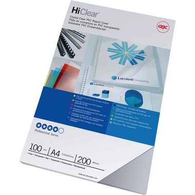 GBC, GBC HiClear Abdeckfolie PVC A4 CE012080F klar 200 mic 100 St&uuml;ck