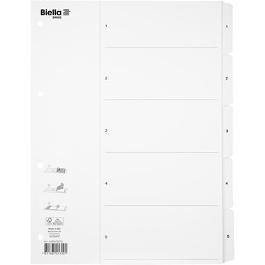 Biella, BIELLA Register Karton, SmartIndex A4 469405.01 1-5, weiss