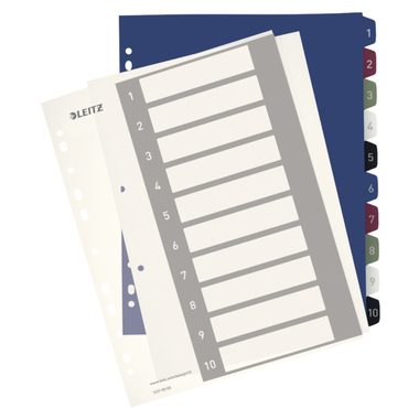 Leitz, LEITZ Register PC-beschriftbar A4+ 12370000 Style, 1-10 multicolor