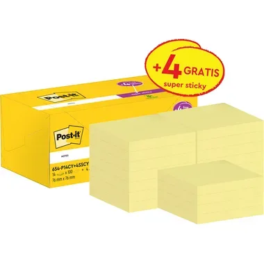 Post-it, POST-IT Notes Promo Pack 77x76mm 654P14CY+ canary yellow 14+4
