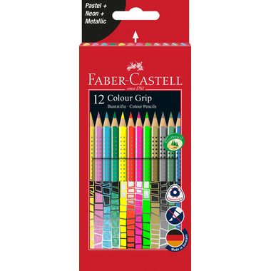 Faber-Castell, FABER-CASTELL Colour Grip 12er-Kartonetui 201569 4xPastell,4xNeon,4xMetallic