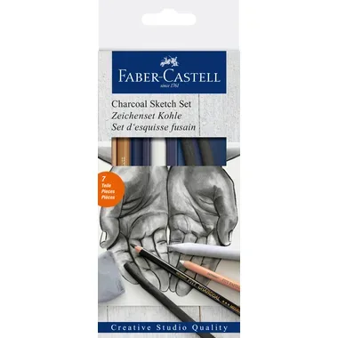 Faber-Castell, FABER-CASTELL Zeichenset Kohle 114002 Pastell weiss medium, 7 Stk