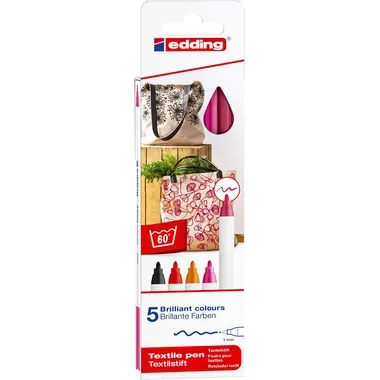 edding, EDDING Textilstift 4600 3946 Warm Color 5 St&uuml;ck