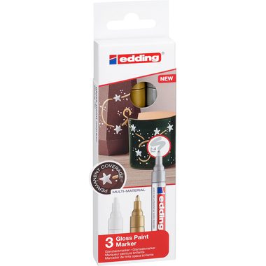 edding, EDDING Paintmarker 750 2-4mm 750-E3-met gold/silver/white 3 St&uuml;ck