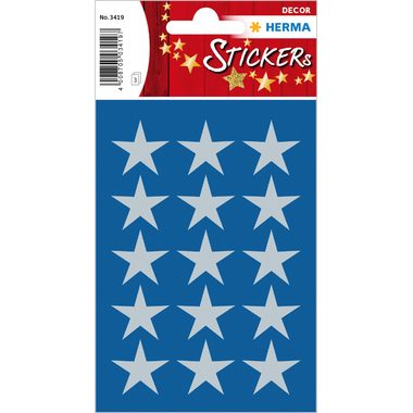 HERMA, HERMA Sticker Sterne 22mm 3419 silber 45 St&uuml;ck/3 Blatt