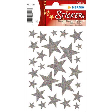 HERMA, HERMA Sticker Sterne 15128 silber 27 St&uuml;ck /1 Blatt