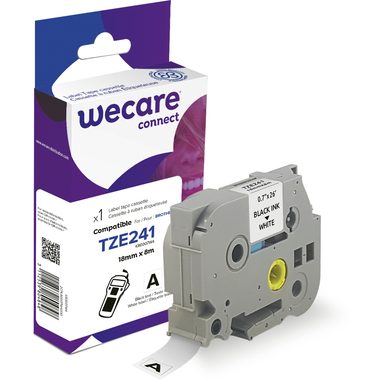 WECARE, WECARE Band, laminiert schwarz/weiss TZe-241WE ersetzt Ptouch TZe-241 18mm