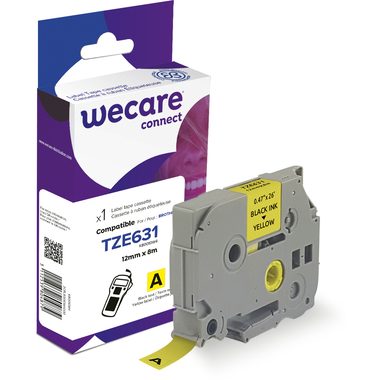 WECARE, WECARE Band, laminiert schwarz/gelb Tze-631WE ersetzt Ptouch Tze-631 12mm