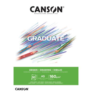 CANSON, CANSON Zeichenblock Graduate A5 400110364 30 Blatt, Zeichnen, 160g