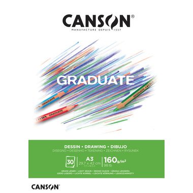CANSON, CANSON Zeichenblock Graduate A3 400110366 30 Blatt, Zeichnen, 160g