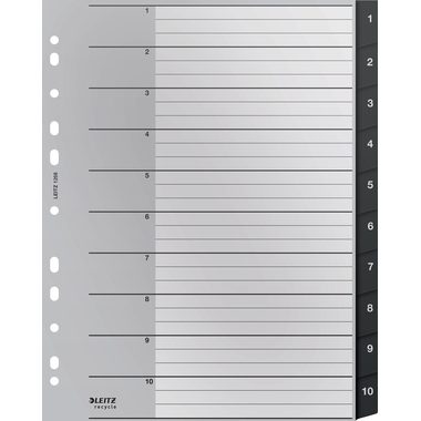 Leitz, LEITZ Register Recycle PP schwarz A4 1208-00-00 Zahlen 1-10