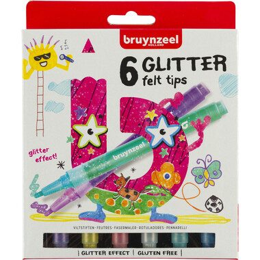 BRUYNZEEL, BRUYNZEEL Glitzer Fasermalerset Kids 60126006 6 Farben