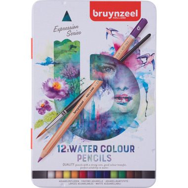 BRUYNZEEL, BRUYNZEEL Aquarellfarbstifte Expression 60313012 12 Farben Metalletui