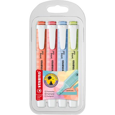 STABILO, STABILO Textmarker Swing Cool 1-4mm 275/4-08-1 ass. 4 St&uuml;ck