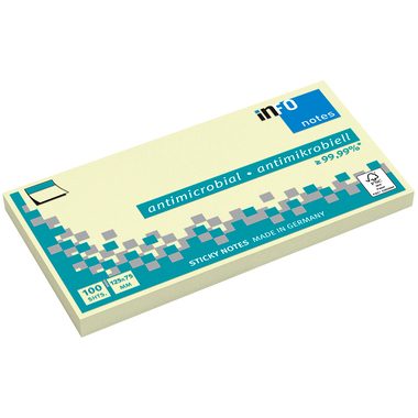 INFO, INFO Haftnotizen 75x125mm 5155-01 antimikrobiell, gelb 100 Blatt
