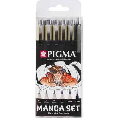 Sakura, SAKURA Manga Pigma Set POXSDKMAN6 3xMic/1xGraph/1xBru/1xPenc