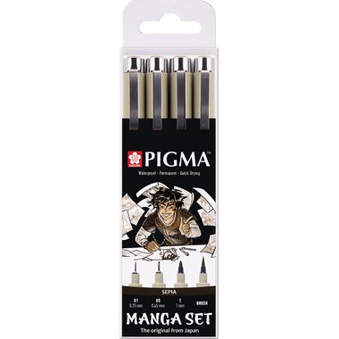 Sakura, SAKURA Manga Pigma Set POXSDKMAN4 sepia, 2xMic/1xGraph/1xBrush